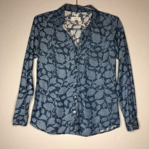 LOFT Floral Chambray Top